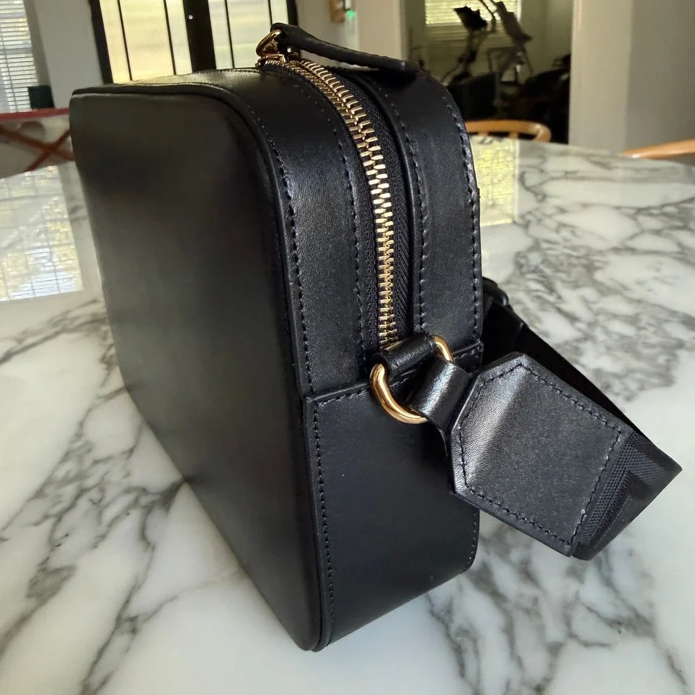 Versace Black Box Leather Shoulder Bag Embossed Greca Crossbody 1010737 Italy